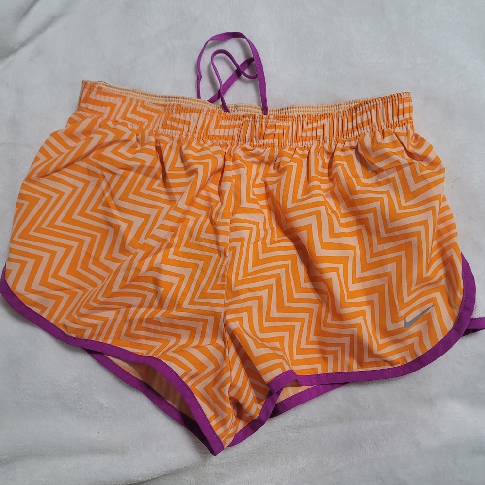 Nike Dri-Fit‎ Shorts Women’s Size Small Orange Purple Lined Running Athletic